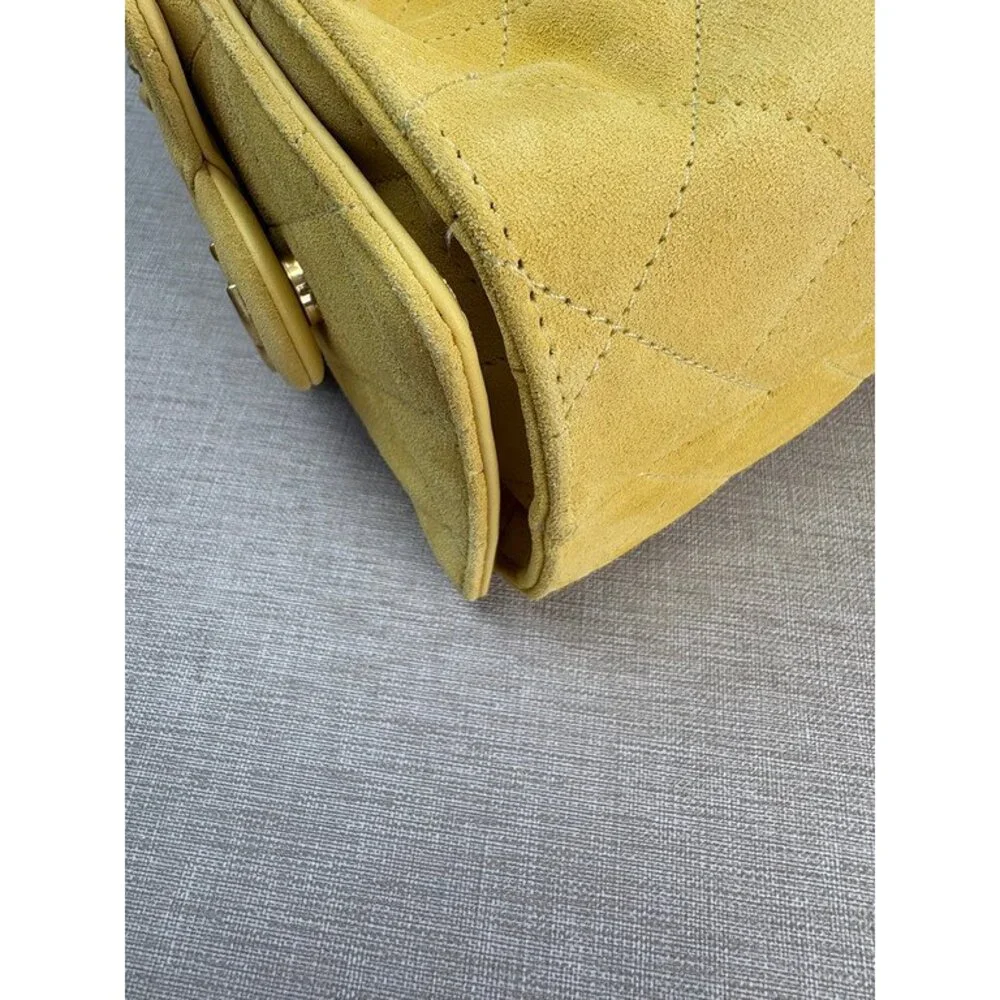 CHANEL Yellow Calfskin Drawstring Bucket Bag Mini GHW